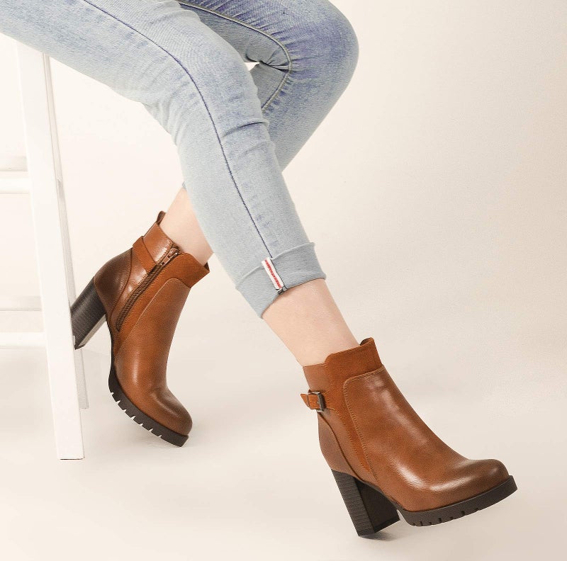 mysoft Women's Ankle Boots Chunky Stacked Heel Zipper Booties - Available in Wide Sizes - Image 3